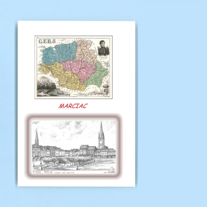 Cartes Postales impression Noir avec dpartement sur la ville de MARCIAC Titre : vue (d apres ca)
