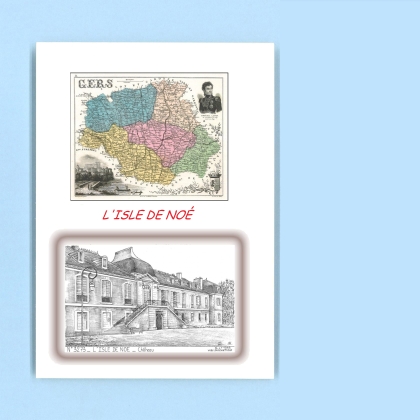 Cartes Postales impression Noir avec dpartement sur la ville de L ISLE DE NOE Titre : chateau