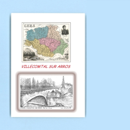 Cartes Postales impression Noir avec dpartement sur la ville de VILLECOMTAL SUR ARROS Titre : pont de l arros