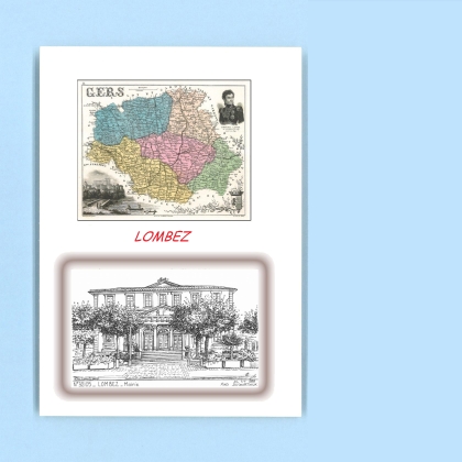 Cartes Postales impression Noir avec dpartement sur la ville de LOMBEZ Titre : mairie