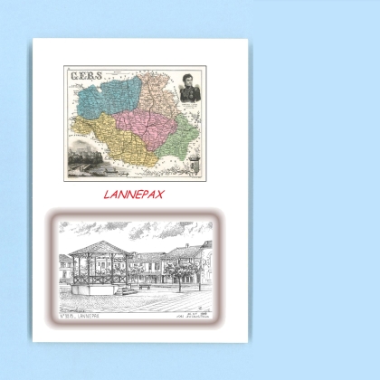 Cartes Postales impression Noir avec dpartement sur la ville de LANNEPAX Titre : vue