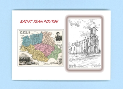 Cartes Postales impression Noir avec dpartement sur la ville de ST JEAN POUTGE Titre : eglise