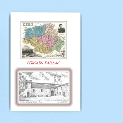 Cartes Postales impression Noir avec dpartement sur la ville de PERGAIN TAILLAC Titre : place