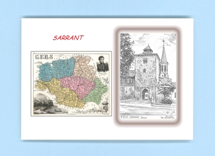 Cartes Postales impression Noir avec dpartement sur la ville de SARRANT Titre : donjon (mairie)