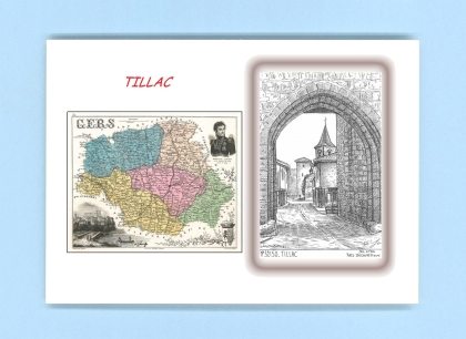 Cartes Postales impression Noir avec dpartement sur la ville de TILLAC Titre : vue