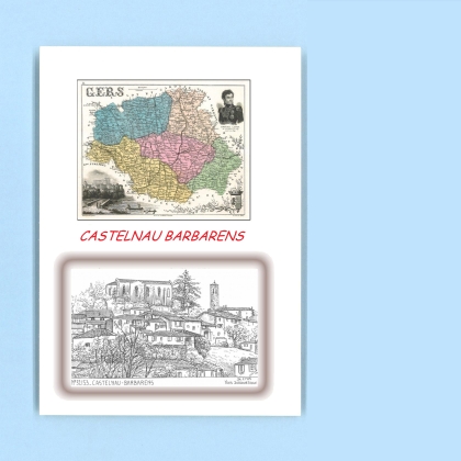 Cartes Postales impression Noir avec dpartement sur la ville de CASTELNAU BARBARENS Titre : vue