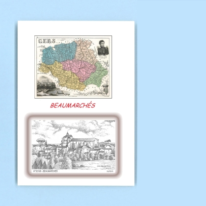 Cartes Postales impression Noir avec dpartement sur la ville de BEAUMARCHES Titre : vue