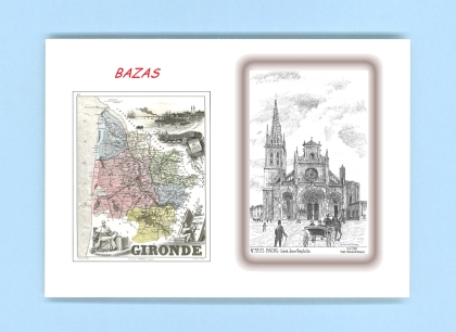 Cartes Postales impression Noir avec dpartement sur la ville de BAZAS Titre : st jean baptiste