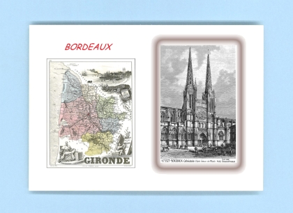 Cartes Postales impression Noir avec dpartement sur la ville de BORDEAUX Titre : cathedrale
