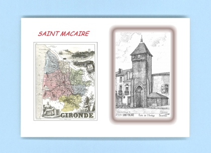 Cartes Postales impression Noir avec dpartement sur la ville de ST MACAIRE Titre : porte de l horloge