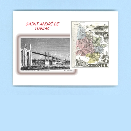Cartes Postales impression Noir avec dpartement sur la ville de ST ANDRE DE CUBZAC Titre : pont