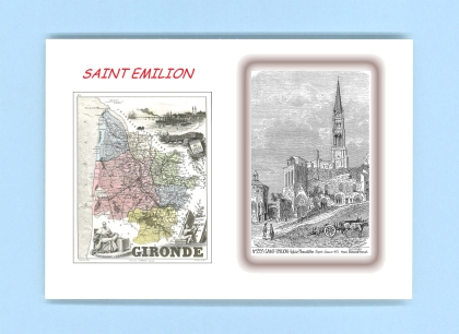 Cartes Postales impression Noir avec dpartement sur la ville de ST EMILION Titre : eglise monolithe