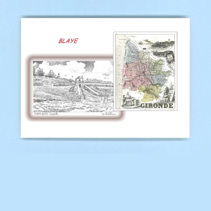 Cartes Postales impression Noir avec dpartement sur la ville de BLAYE Titre : citadelle