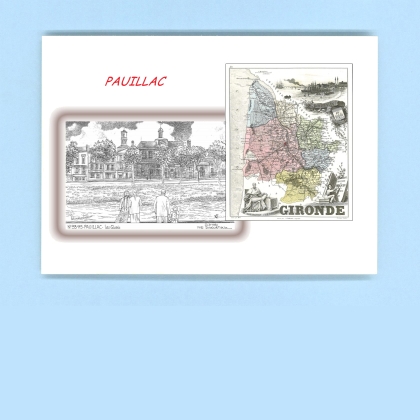 Cartes Postales impression Noir avec dpartement sur la ville de PAUILLAC Titre : quais