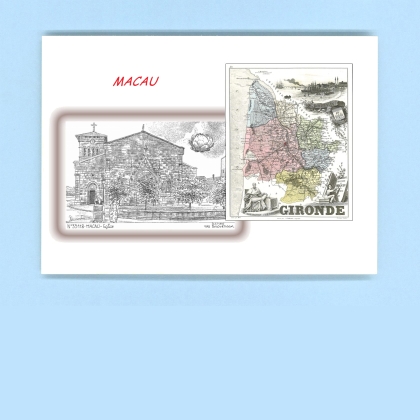 Cartes Postales impression Noir avec dpartement sur la ville de MACAU Titre : eglise
