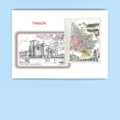 Cartes Postales impression Noir avec dpartement sur la ville de TARGON Titre : eglise st romain