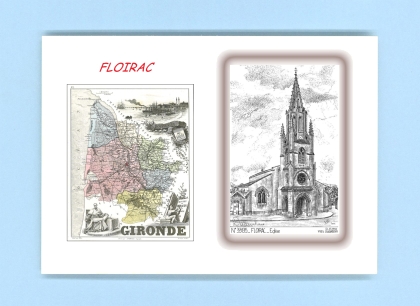 Cartes Postales impression Noir avec dpartement sur la ville de FLOIRAC Titre : eglise
