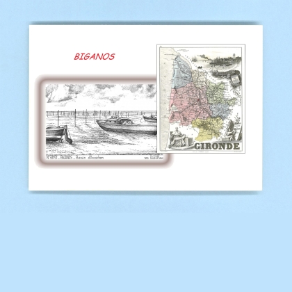 Cartes Postales impression Noir avec dpartement sur la ville de BIGANOS Titre : bassin d arcachon