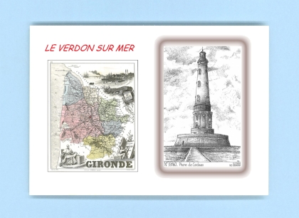 Cartes Postales impression Noir avec dpartement sur la ville de LE VERDON SUR MER Titre : phare de cordouan