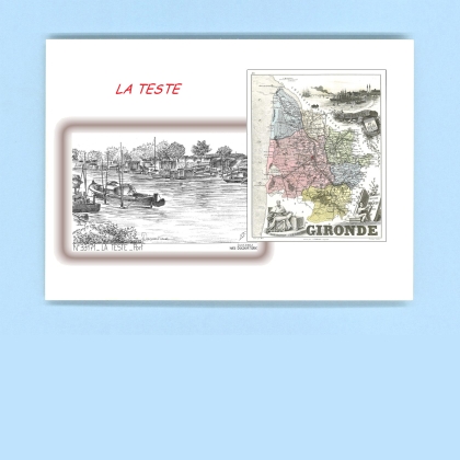 Cartes Postales impression Noir avec dpartement sur la ville de LA TESTE Titre : port