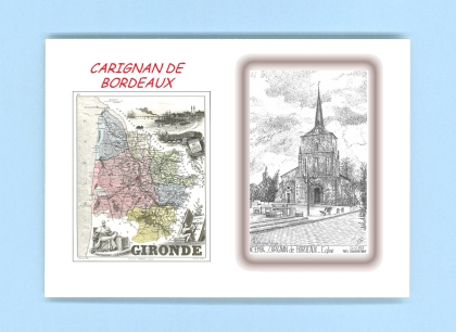 Cartes Postales impression Noir avec dpartement sur la ville de CARIGNAN DE BORDEAUX Titre : eglise