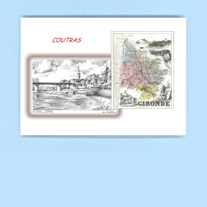 Cartes Postales impression Noir avec dpartement sur la ville de COUTRAS Titre : vue