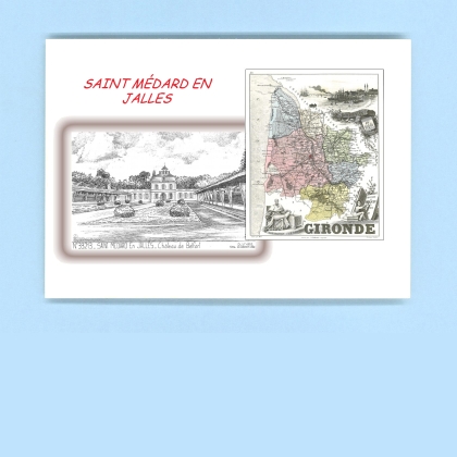 Cartes Postales impression Noir avec dpartement sur la ville de ST MEDARD EN JALLES Titre : chateau de belfort