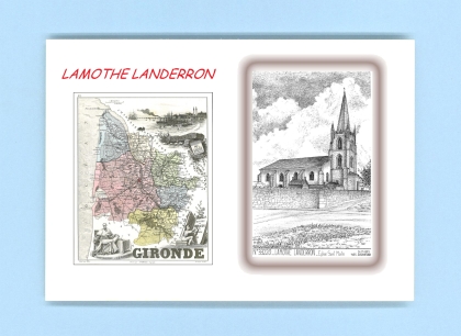 Cartes Postales impression Noir avec dpartement sur la ville de LAMOTHE LANDERRON Titre : eglise st martin
