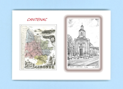 Cartes Postales impression Noir avec dpartement sur la ville de CANTENAC Titre : eglise