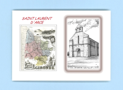 Cartes Postales impression Noir avec dpartement sur la ville de ST LAURENT D ARCE Titre : chapelle de magrigne XIIe