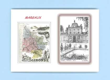 Cartes Postales impression Noir avec dpartement sur la ville de MARGAUX Titre : mairie