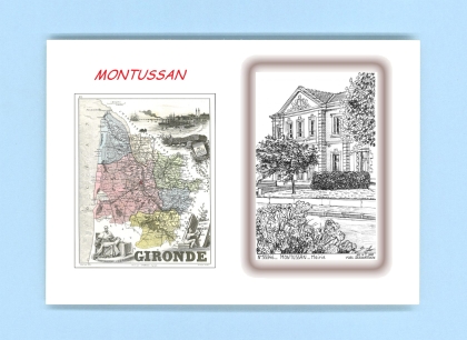 Cartes Postales impression Noir avec dpartement sur la ville de MONTUSSAN Titre : mairie