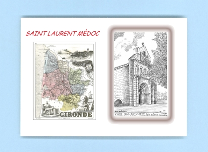Cartes Postales impression Noir avec dpartement sur la ville de ST LAURENT MEDOC Titre : eglise de benon