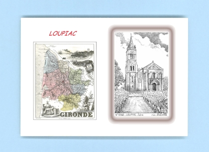 Cartes Postales impression Noir avec dpartement sur la ville de LOUPIAC Titre : eglise