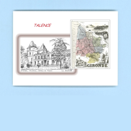 Cartes Postales impression Noir avec dpartement sur la ville de TALENCE Titre : chateau de thouars