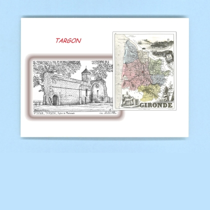 Cartes Postales impression Noir avec dpartement sur la ville de TARGON Titre : eglise de montarouch