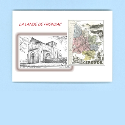 Cartes Postales impression Noir avec dpartement sur la ville de LA LANDE DE FRONSAC Titre : eglise