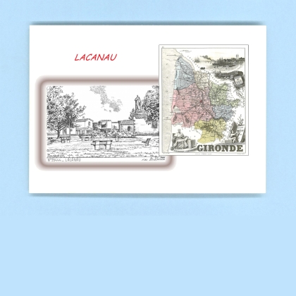 Cartes Postales impression Noir avec dpartement sur la ville de LACANAU Titre : vue