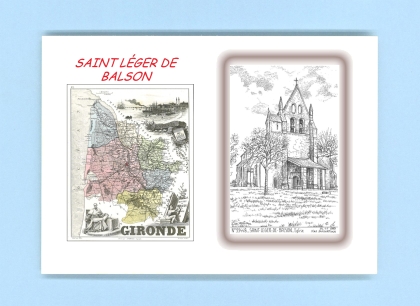 Cartes Postales impression Noir avec dpartement sur la ville de ST LEGER DE BALSON Titre : eglise