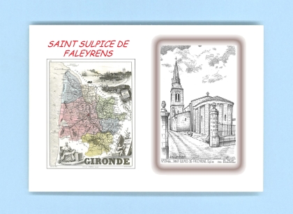 Cartes Postales impression Noir avec dpartement sur la ville de ST SULPICE DE FALEYRENS Titre : eglise