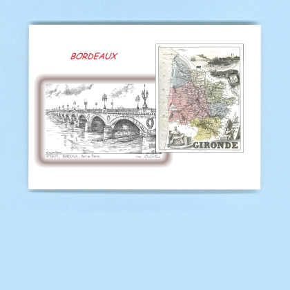 Cartes Postales impression Noir avec dpartement sur la ville de BORDEAUX Titre : pont de pierre