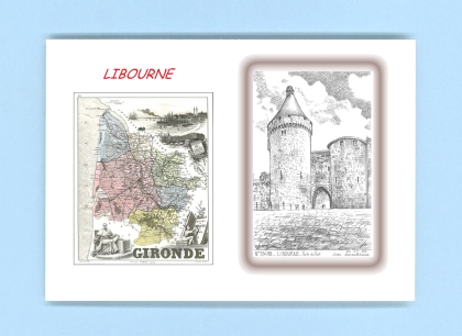 Cartes Postales impression Noir avec dpartement sur la ville de LIBOURNE Titre : porte du port