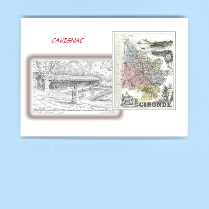 Cartes Postales impression Noir avec dpartement sur la ville de CAVIGNAC Titre : lavoir