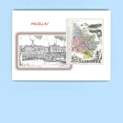 Cartes Postales impression Noir avec dpartement sur la ville de PAUILLAC Titre : les quais