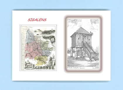 Cartes Postales impression Noir avec dpartement sur la ville de SIGALENS Titre : pigeonnier