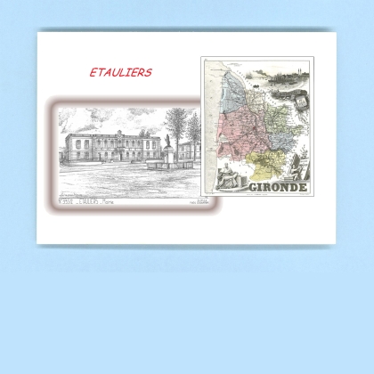 Cartes Postales impression Noir avec dpartement sur la ville de ETAULIERS Titre : mairie