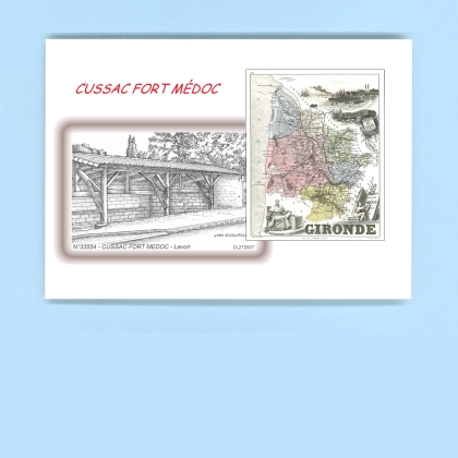 Cartes Postales impression Noir avec dpartement sur la ville de CUSSAC FORT MEDOC Titre : lavoir