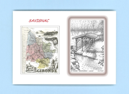 Cartes Postales impression Noir avec dpartement sur la ville de SAVIGNAC Titre : lavoir