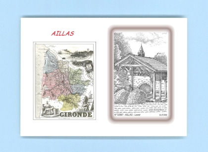 Cartes Postales impression Noir avec dpartement sur la ville de AILLAS Titre : lavoir