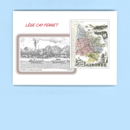 Cartes Postales impression Noir avec dpartement sur la ville de LEGE CAP FERRET Titre : le phare du cap ferret
